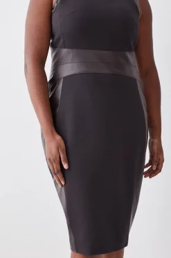 Outlet 👍 Karen Millen Plus Size Ponte And Faux Leather Pencil Midi 👗 Dress - chocolate 🔔 9 Outlet 👍 Karen Millen Plus Size Ponte And Faux Leather Pencil Midi 👗 Dress - chocolate 🔔 -Occasionwear Popular Store bkk09268 chocolate xl 1