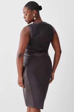 Outlet 👍 Karen Millen Plus Size Ponte And Faux Leather Pencil Midi 👗 Dress - chocolate 🔔 10 Outlet 👍 Karen Millen Plus Size Ponte And Faux Leather Pencil Midi 👗 Dress - chocolate 🔔 -Occasionwear Popular Store bkk09268 chocolate xl 2