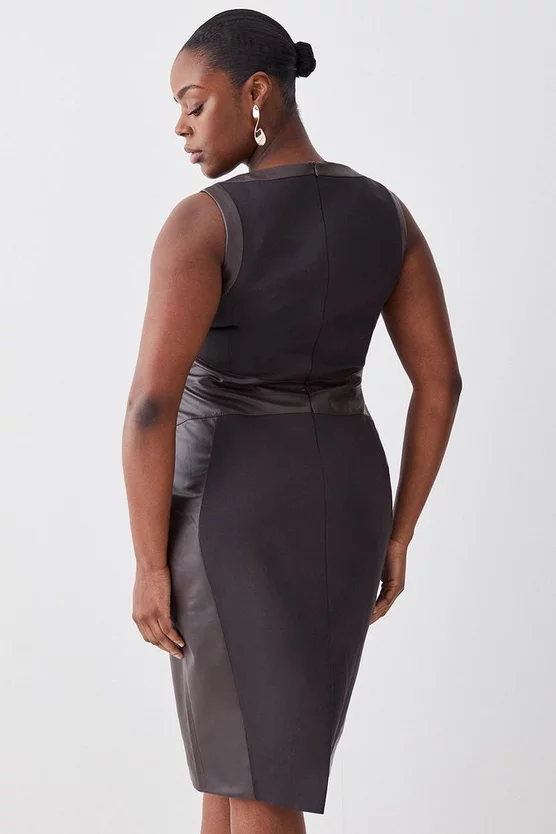 Outlet 👍 Karen Millen Plus Size Ponte And Faux Leather Pencil Midi 👗 Dress - chocolate 🔔 5 Outlet 👍 Karen Millen Plus Size Ponte And Faux Leather Pencil Midi 👗 Dress - chocolate 🔔 - Image 3