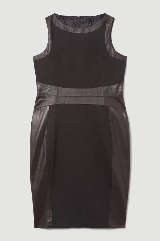 Outlet 👍 Karen Millen Plus Size Ponte And Faux Leather Pencil Midi 👗 Dress - chocolate 🔔 6 Outlet 👍 Karen Millen Plus Size Ponte And Faux Leather Pencil Midi 👗 Dress - chocolate 🔔 - Image 4