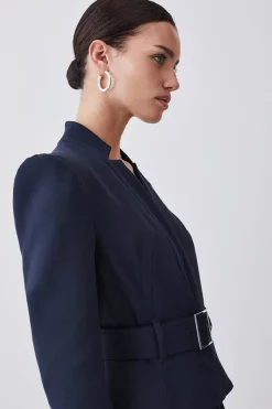 Budget 😉 Karen Millen Petite Structured Crepe Forever Pleated Midi 👗 Dress 😀 -Occasionwear Popular Store bkk09272 navy xl 5