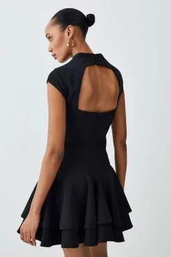 Deals 🛒 Karen Millen High Neck Crepe Full 👗 Skirted Mini 👗 Dress 🎁 11 Deals 🛒 Karen Millen High Neck Crepe Full 👗 Skirted Mini 👗 Dress 🎁 -Occasionwear Popular Store bkk09295 black xl 2