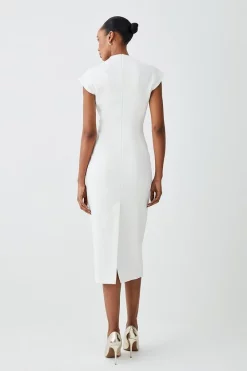 Best Sale 🧨 Karen Millen Structured Crepe Contour Seamed Midaxi 👗 Dress - ivory 🌟 -Occasionwear Popular Store bkk09300 ivory xl 3