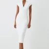 Cheap 😍 Karen Millen Petite Structured Crepe Forever Midi 👗 Dress - ivory 😀 -Occasionwear Popular Store bkk09301 ivory xl