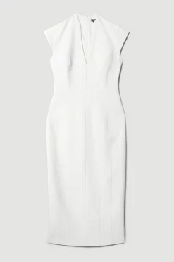 Cheap 😍 Karen Millen Petite Structured Crepe Forever Midi 👗 Dress - ivory 😀 -Occasionwear Popular Store bkk09301 ivory xl 3