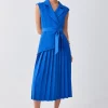 Hot Sale 🔔 Karen Millen Petite Military Pleat Short Sleeve Midi 👗 Dress - cobalt 🔥 -Occasionwear Popular Store bkk09401 cobalt xl