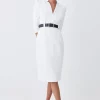 Best deal 😍 Karen Millen Petite Compact Stretch Belted Forever Belted Midi 👗 Dress - ivory ⌛ -Occasionwear Popular Store bkk09432 ivory xl