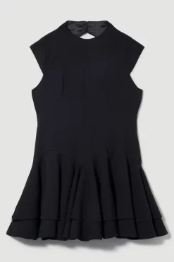 Best Sale 🤩 Karen Millen Plus Size High Neck Crepe Full 👗 Skirted Mini 👗 Dress - black ✨ -Occasionwear Popular Store bkk09484 black xl 3