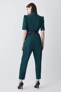Coupon 🎁 Karen Millen Compact Stretch Forever Belt Jumpsuit - forest ✔️ -Occasionwear Popular Store bkk09595 forest xl 2
