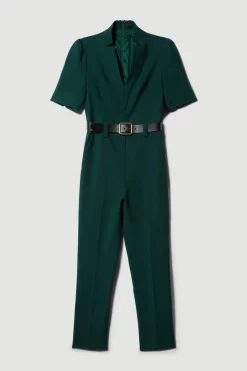 Coupon 🎁 Karen Millen Compact Stretch Forever Belt Jumpsuit - forest ✔️ -Occasionwear Popular Store bkk09595 forest xl 3