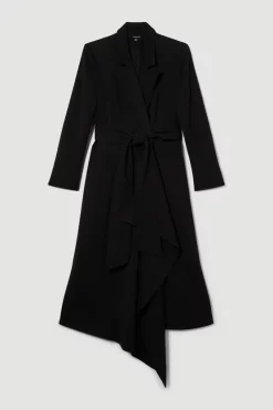 Best deal 🔔 Karen Millen Drape Belted Long Sleeve Soft Tailored Midi 👗 Dress 🧥 Coat 🎁 -Occasionwear Popular Store bkk09631 black xl 3