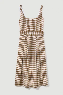 Brand new ⭐ Karen Millen Check Tweed Full 👗 Skirt Midi 👗 Dress - brown ✔️ -Occasionwear Popular Store bkk09663 brown xl 3