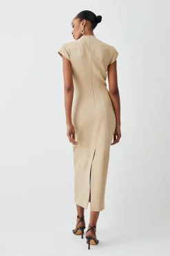 Buy 👍 Karen Millen Tall Structured Crepe Seam Detail Pencil Midi 👗 Dress - camel 🛒 -Occasionwear Popular Store bkk09674 camel xl 2