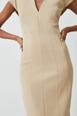 Buy 👍 Karen Millen Tall Structured Crepe Seam Detail Pencil Midi 👗 Dress - camel 🛒 -Occasionwear Popular Store bkk09674 camel xl 5