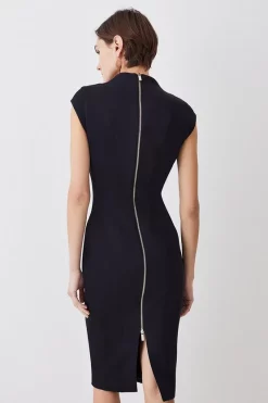 Top 10 💯 Karen Millen Italian Compact Scuba Jersey Seamed Pencil Midi 👗 Dress - black 🥰 -Occasionwear Popular Store bkk09676 black xl 2