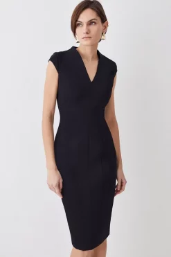 Top 10 💯 Karen Millen Italian Compact Scuba Jersey Seamed Pencil Midi 👗 Dress - black 🥰 -Occasionwear Popular Store bkk09676 black xl 4