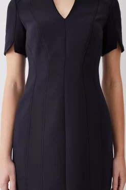 Hot Sale 😍 Karen Millen Italian Compact Scuba Jersey Seamed A Line Mini 👗 Dress 🎉 -Occasionwear Popular Store bkk09678 black xl 1