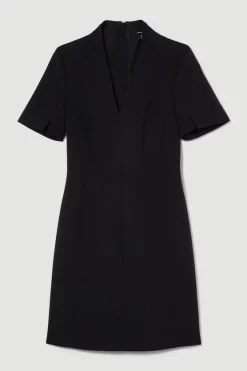 Hot Sale 😍 Karen Millen Italian Compact Scuba Jersey Seamed A Line Mini 👗 Dress 🎉 -Occasionwear Popular Store bkk09678 black xl 3