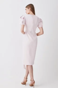 Top 10 ⭐ Karen Millen Compact Stretch Viscose Drape Detail Pencil Midi 👗 Dress - blush ⭐ -Occasionwear Popular Store bkk09689 blush xl 2