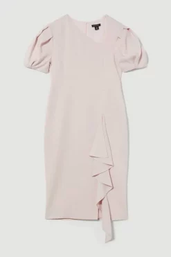 Top 10 ⭐ Karen Millen Compact Stretch Viscose Drape Detail Pencil Midi 👗 Dress - blush ⭐ -Occasionwear Popular Store bkk09689 blush xl 3
