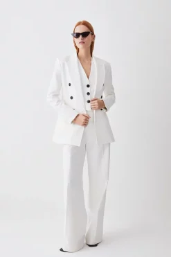 Budget 🎉 Karen Millen Clean Tailored Darted Wide Leg Trouser 👏 -Occasionwear Popular Store bkk09699 ecru xl 4