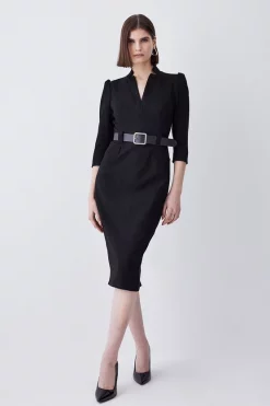 Wholesale 👏 Karen Millen Petite Structured Crepe Belted Forever Midi 👗 Dress 🧨