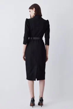 Wholesale 👏 Karen Millen Petite Structured Crepe Belted Forever Midi 👗 Dress 🧨 -Occasionwear Popular Store bkk09793 black xl 2