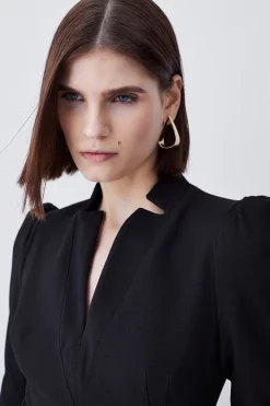 Wholesale 👏 Karen Millen Petite Structured Crepe Belted Forever Midi 👗 Dress 🧨 -Occasionwear Popular Store bkk09793 black xl 4