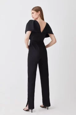 New ❤️ Karen Millen Italian Wool Blend Satin Couture Draped Jumpsuit 😀 -Occasionwear Popular Store bkk09834 black xl 2