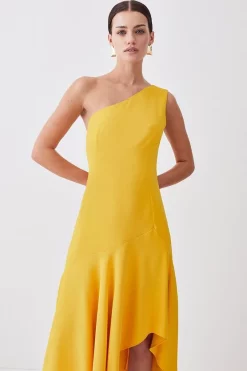 Cheap 😀 Karen Millen Petite One Shoulder Soft Tailored High Low 👗 Dress 🔔
