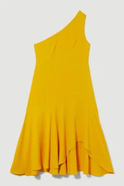 Cheap 😀 Karen Millen Petite One Shoulder Soft Tailored High Low 👗 Dress 🔔 -Occasionwear Popular Store bkk09861 marigold xl 3