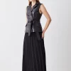Best deal 🛒 Karen Millen Leather Sleeveless Wrap Pleat 👗 Skirt Midi 👗 Dress - black 👏 -Occasionwear Popular Store bkk10137 black xl