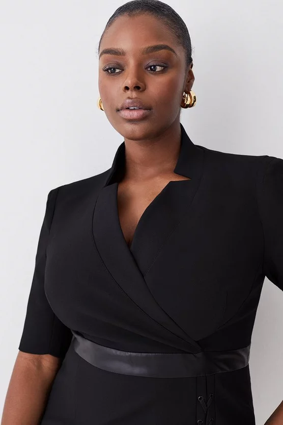 Flash Sale ⌛ Karen Millen Plus Size Compact Stretch Lace Up Forever Midi 👗 Dress - black 😀 4 Flash Sale ⌛ Karen Millen Plus Size Compact Stretch Lace Up Forever Midi 👗 Dress - black 😀 - Image 2