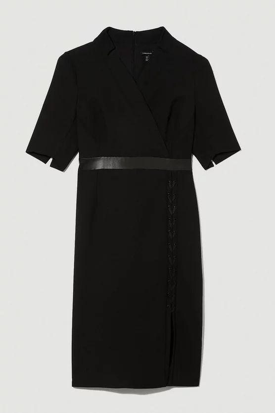 Flash Sale ⌛ Karen Millen Plus Size Compact Stretch Lace Up Forever Midi 👗 Dress - black 😀 6 Flash Sale ⌛ Karen Millen Plus Size Compact Stretch Lace Up Forever Midi 👗 Dress - black 😀 - Image 4