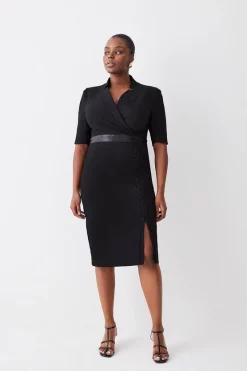 Flash Sale ⌛ Karen Millen Plus Size Compact Stretch Lace Up Forever Midi 👗 Dress - black 😀 12 Flash Sale ⌛ Karen Millen Plus Size Compact Stretch Lace Up Forever Midi 👗 Dress - black 😀 -Occasionwear Popular Store bkk10310 black xl 4