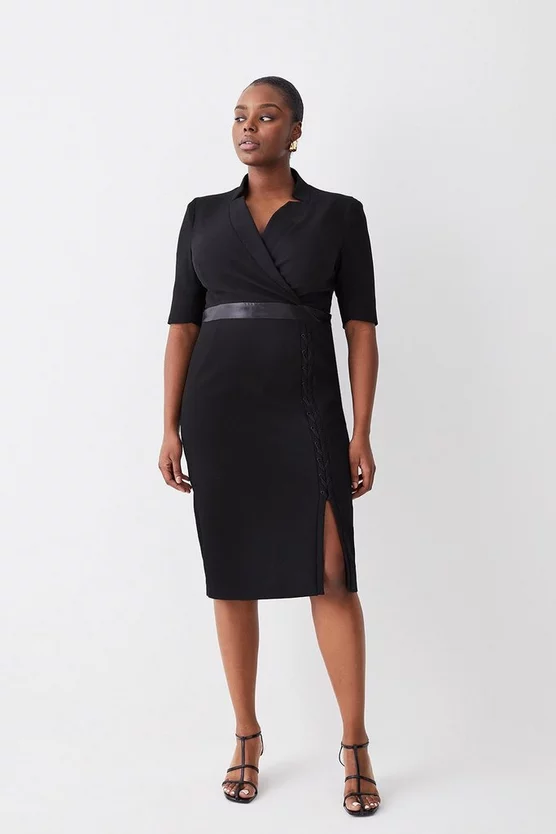 Flash Sale ⌛ Karen Millen Plus Size Compact Stretch Lace Up Forever Midi 👗 Dress - black 😀 7 Flash Sale ⌛ Karen Millen Plus Size Compact Stretch Lace Up Forever Midi 👗 Dress - black 😀 - Image 5