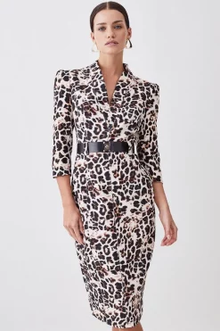 Best Pirce 👏 Karen Millen Petite Animal Printed Forever Midi Pencil 👗 Dress 🔔 -Occasionwear Popular Store womens animal petite animal printed forever midi pencil dress