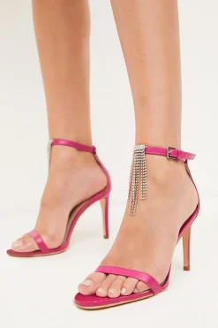 Cheap 🌟 Karen Millen Leather Crystal Tassel Heeled 🩴 Sandal 🧨 -Occasionwear Popular Store womens beige leather crystal tassel heeled sandal 1