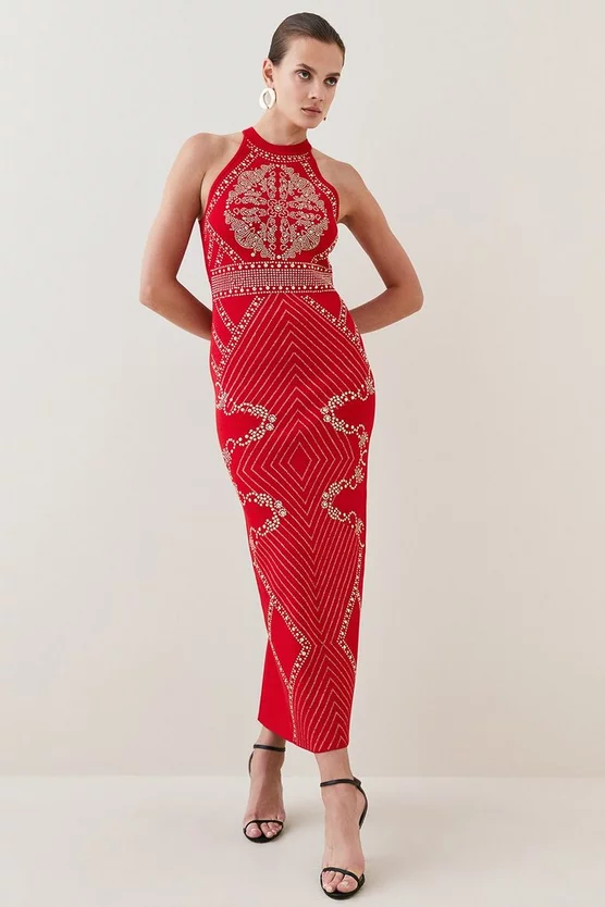 Budget ๐งจ Karen Millen All Over Baroque Hot Fix Halter Neck Neck Midaxi ๐ Dress โค๏ธ 7 Budget ๐งจ Karen Millen All Over Baroque Hot Fix Halter Neck Neck Midaxi ๐ Dress โค๏ธ - Image 5