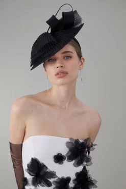 Cheapest 🔥 Karen Millen Asymmetric Bow Headband Fascinator 🔔 -Occasionwear Popular Store womens black asymmetric bow headband fascinator 2