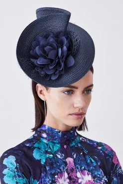 Best Sale 👍 Karen Millen Asymmetric Flower & Feather Fascinator 😉 -Occasionwear Popular Store womens black asymmetric flower feather fascinator