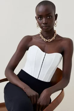 Flash Sale 😀 Karen Millen Bandage Corset Knit Top 🥰 -Occasionwear Popular Store womens black bandage corset knit top