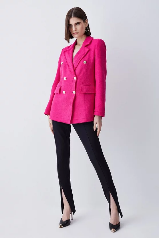 Brand new ❤️ Karen Millen Boucle Longline Double Breasted Tailored Blazer 🎉 8 Brand new ❤️ Karen Millen Boucle Longline Double Breasted Tailored Blazer 🎉 - Image 6