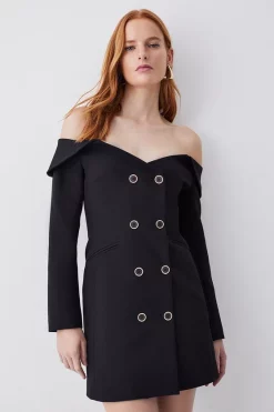 Best deal โจ Karen Millen Clean Tailored Bardot Mini ๐ Dress โจ 15 Best deal โจ Karen Millen Clean Tailored Bardot Mini ๐ Dress โจ -Occasionwear Popular Store womens black clean tailored bardot mini dress 1 1