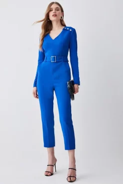 Deals ๐ Karen Millen Compact Stretch Button Detail Shoulder Slim Leg Jumpsuit โค๏ธ 13 Deals ๐ Karen Millen Compact Stretch Button Detail Shoulder Slim Leg Jumpsuit โค๏ธ -Occasionwear Popular Store womens black compact stretch button detail shoulder slim leg jumpsuit 1