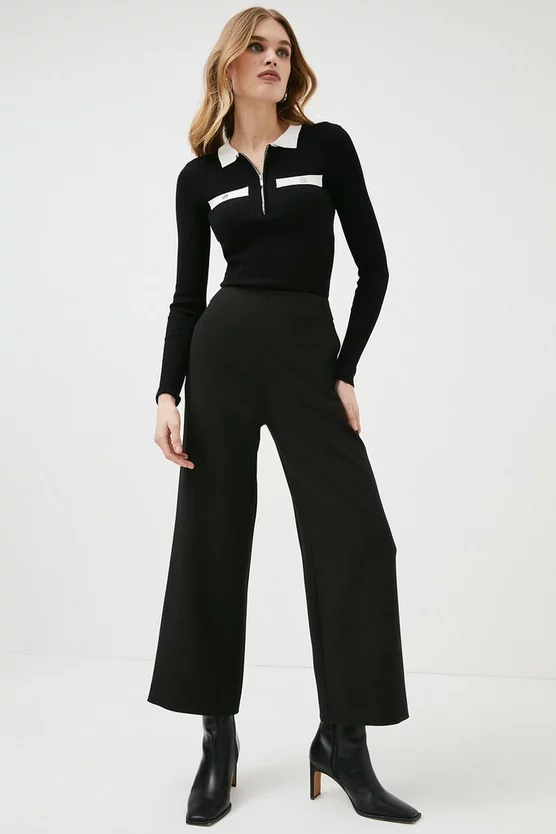 Promo โ Karen Millen Compact Stretch Cropped Wide Trousers - black ๐ 7 Promo โ Karen Millen Compact Stretch Cropped Wide Trousers - black ๐ - Image 5