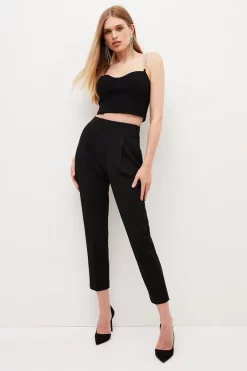 Hot Sale 🌟 Karen Millen Compact Stretch High Waist Tailored Trousers - black ⭐ 18 Hot Sale 🌟 Karen Millen Compact Stretch High Waist Tailored Trousers - black ⭐ -Occasionwear Popular Store womens black compact stretch high waist tailored trousers