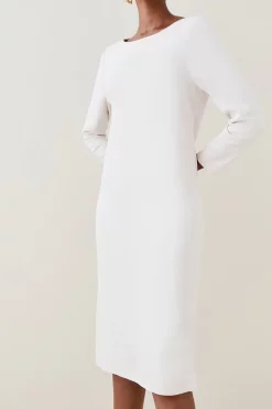 Promo ๐ Karen Millen Compact Stretch Viscose Sleeved Clean Midi ๐ Dress โญ 17 Promo ๐ Karen Millen Compact Stretch Viscose Sleeved Clean Midi ๐ Dress โญ -Occasionwear Popular Store womens black compact stretch viscose sleeved clean midi dress 1 2