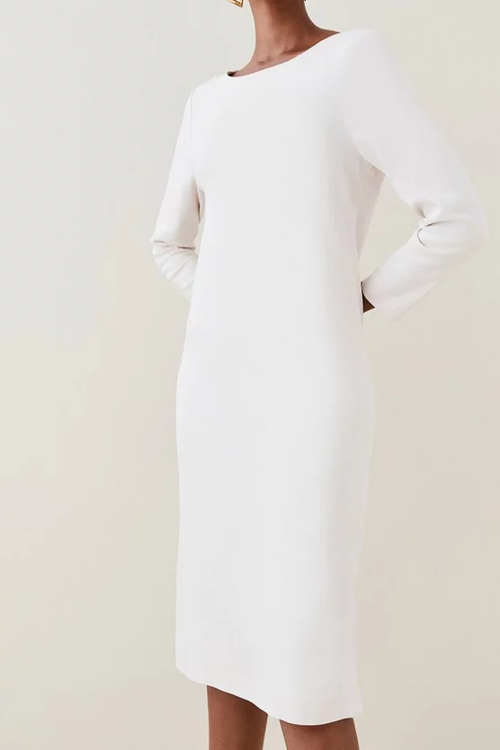 Promo ๐ Karen Millen Compact Stretch Viscose Sleeved Clean Midi ๐ Dress โญ 10 Promo ๐ Karen Millen Compact Stretch Viscose Sleeved Clean Midi ๐ Dress โญ - Image 8
