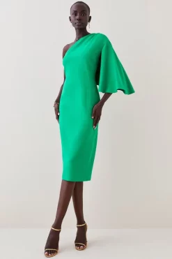 Budget 🥰 Karen Millen Compact Viscose Cape Pencil Midi 👗 Dress 🤩 -Occasionwear Popular Store womens black compact viscose cape pencil midi dress 1